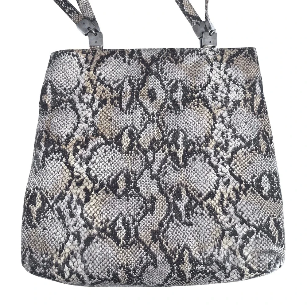 Vintage Paloma Picasso‎ Snakeskin Print Leather Shoulder Tote Bag Italy 90's